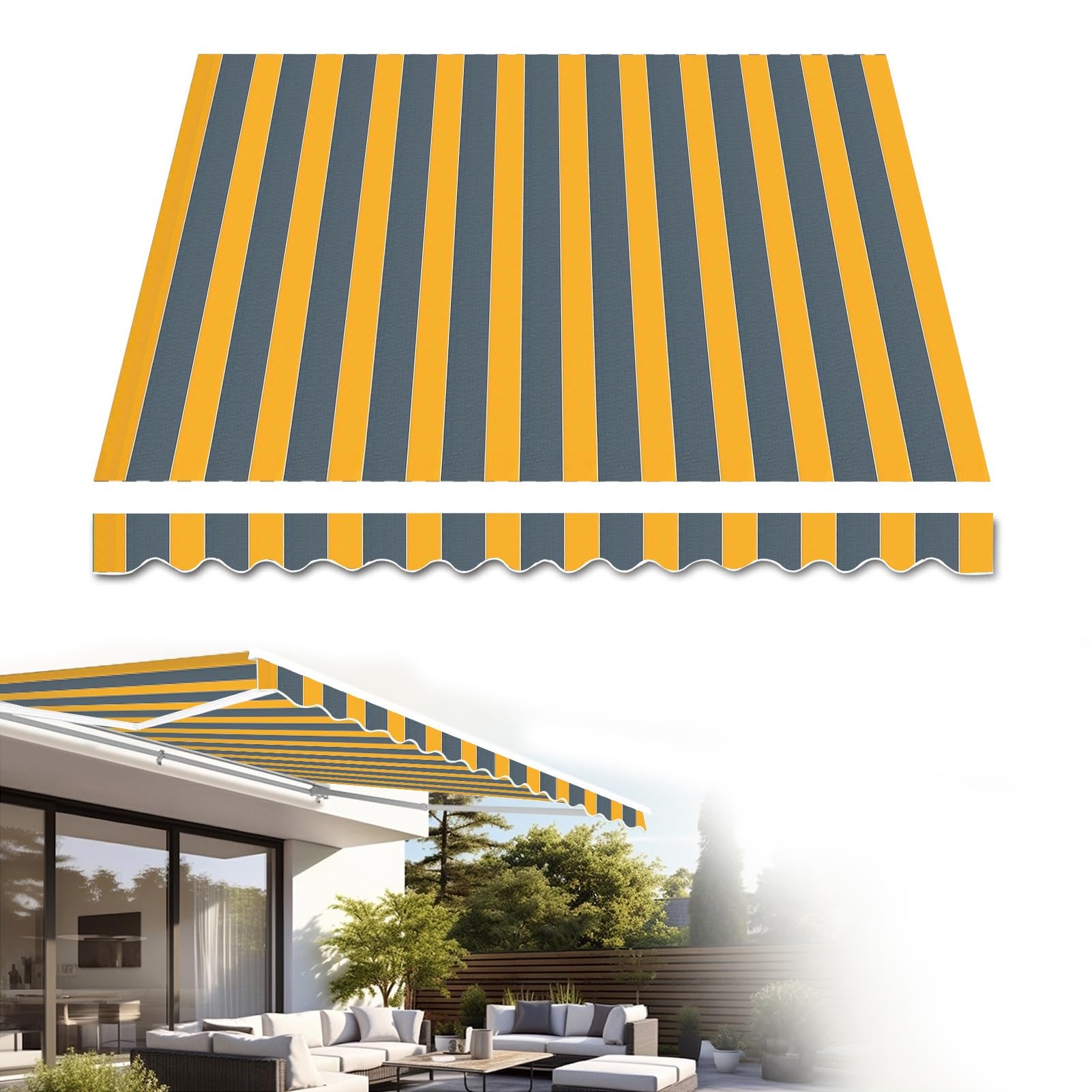 Toldo retráctil de 3,6 x 2 m para sombra en terrazas familiares y balcones
