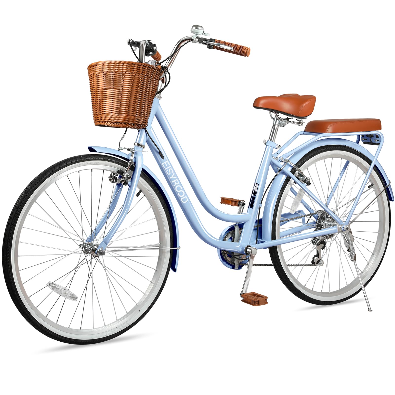 kaiwrxin 26 Inch Folding Beach Cruiser Bike for Women, 7-Speed Ladies Bike with Basket & Rack, Perfect for City Commuting's Bicycle, Ideal for Women and Adults