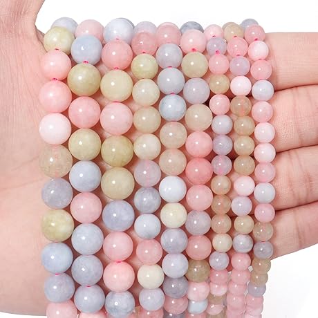 45 Pack of 8mm Morganite Loose Beads: Unveil the Enchanting Aura of Natural Beauty
