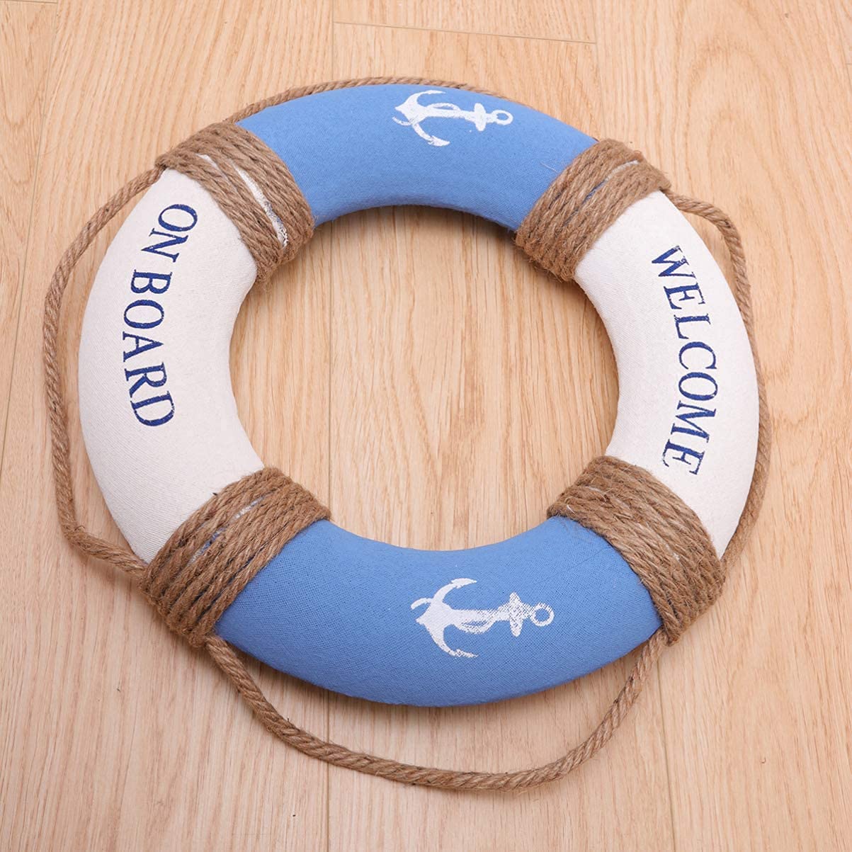 Diámetro 30 cm Azul Náutico Anillo de Vida Náutica Decorativo Anillo de Rescate Náutico Anillo de Boya de Rescate Casa Pared Soporte Decoración (Ancla)