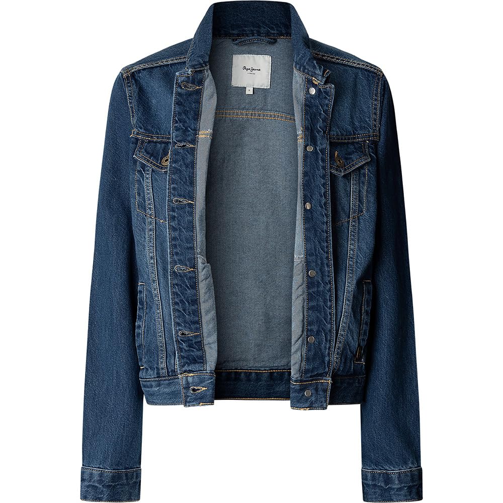 Pepe Jeans Damska kurtka regularna, niebieska (Denim-4A0), XL, Niebieski (Denim-4A0), XL