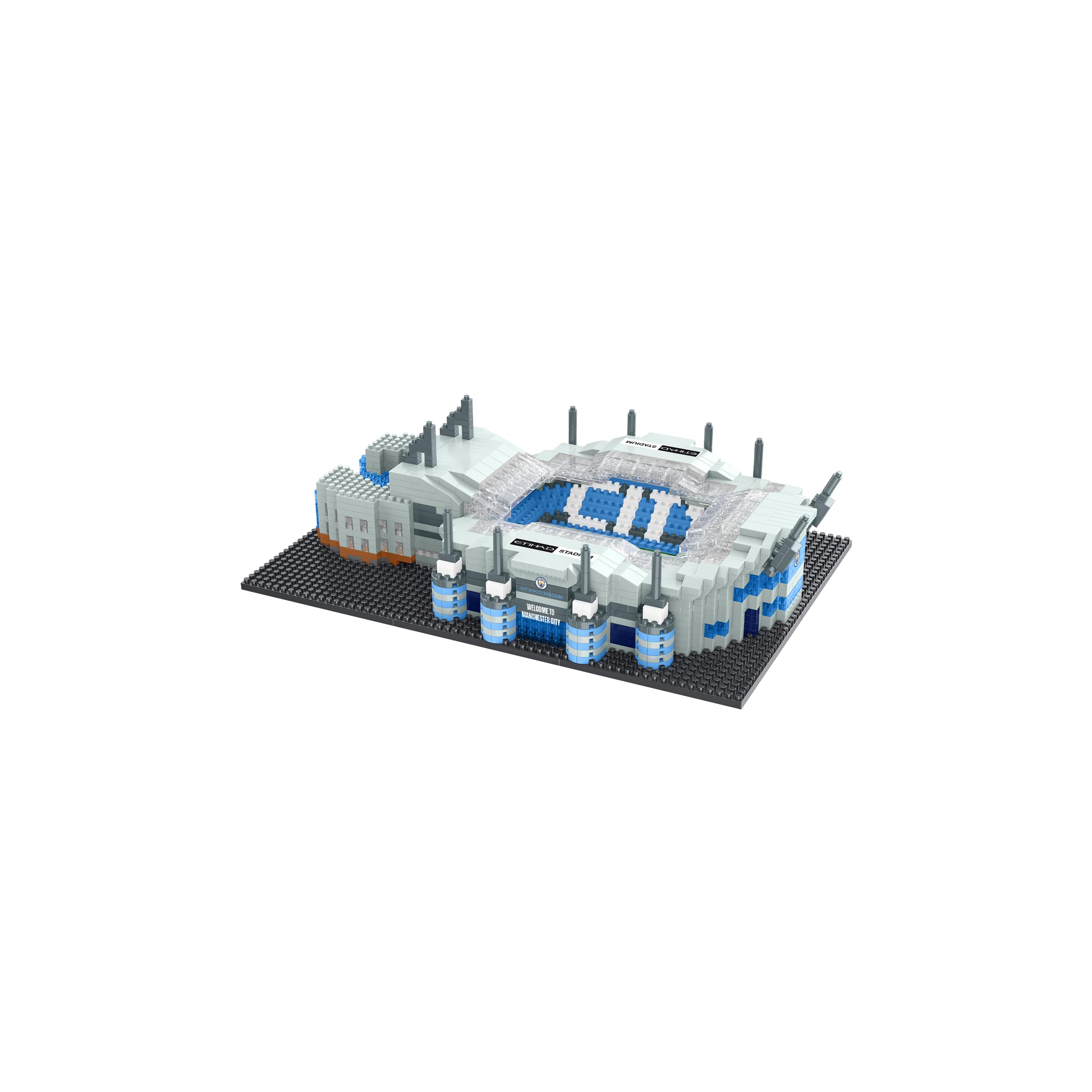 FOCO Officially Licensed Manchester City FC Etihad 3D Bricks Mini BRXLZ Football Stadium Construction Set - Premier League - 1656 Pieces - Ages 12+ | Includes Expansion of the North Stand