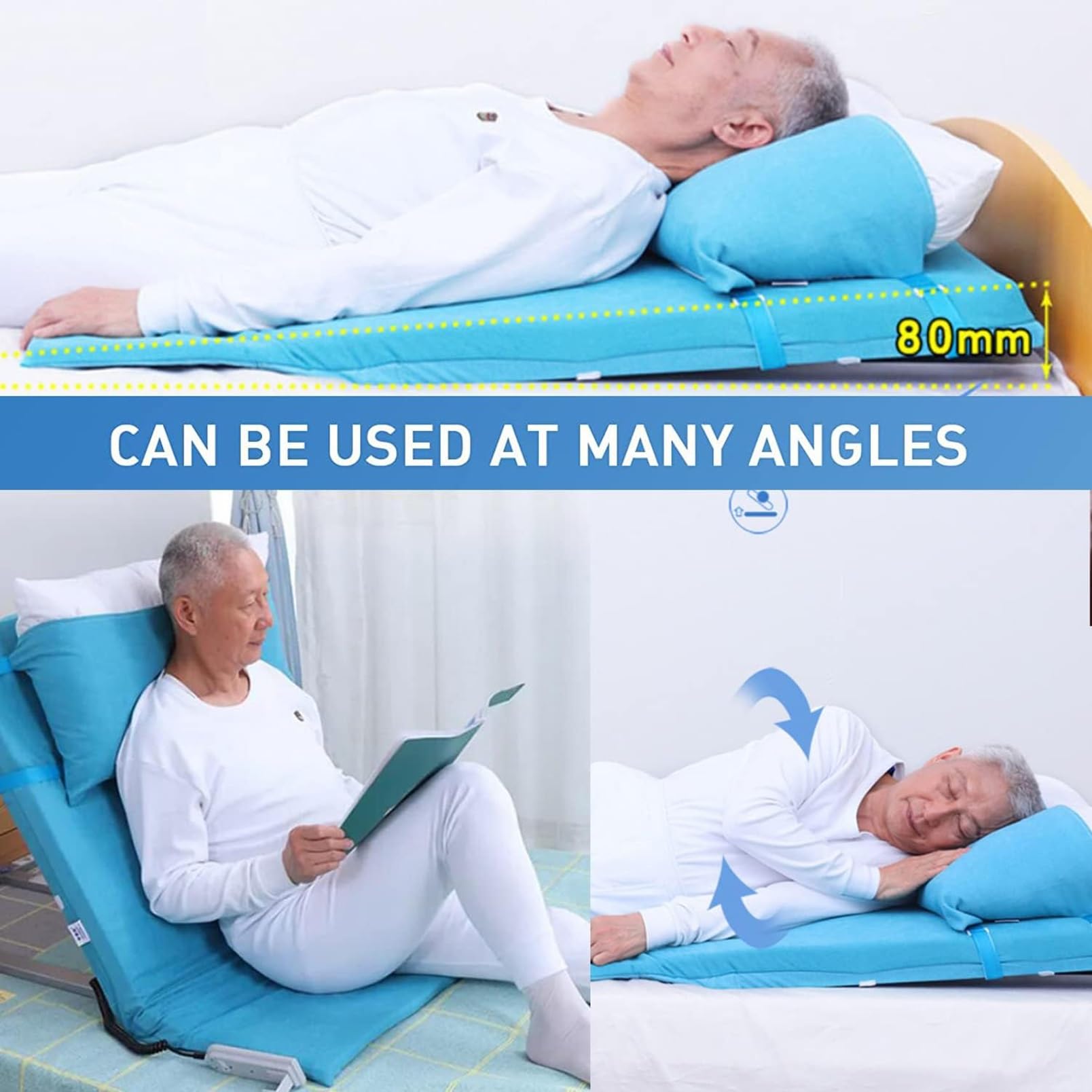 Respaldo de Cama elevable para Personas Mayores, Ayuda Ajustable para el Respaldo, Ayuda para Sentarse y levantarse, Elevador de Almohada médica portátil, para Soporte de Cuello, Cabeza y zo