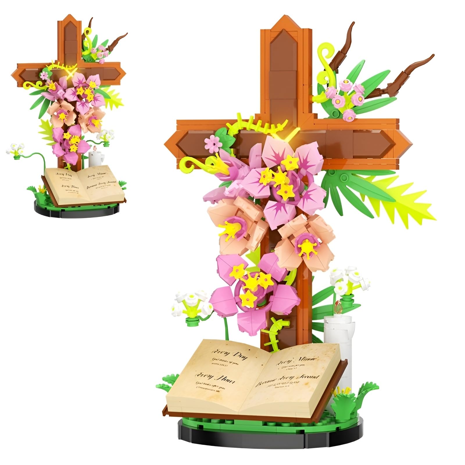 JVAVNE The Cross Flower Building Block Set, 363 PCS Cross Flowers Building Set for Adults, Artificial Bouquet Bricks Model Toys, Home Decor Gift for Women and Mothers — image 1