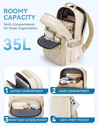 Miniatura 2 de BOSTANTEN Mochila para laptop de 15.6 pulgadas para mujeres, mochila de viaje para profesores universitarios, mochila de viaje con puerto de carga