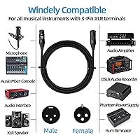 Vista 2 de Cable XLR a XlR de alta calidad (3 pies 1 paquete) conector de cable equilibrado con cancelación de ruido, cables de micrófono XLR de 3 pines, cable