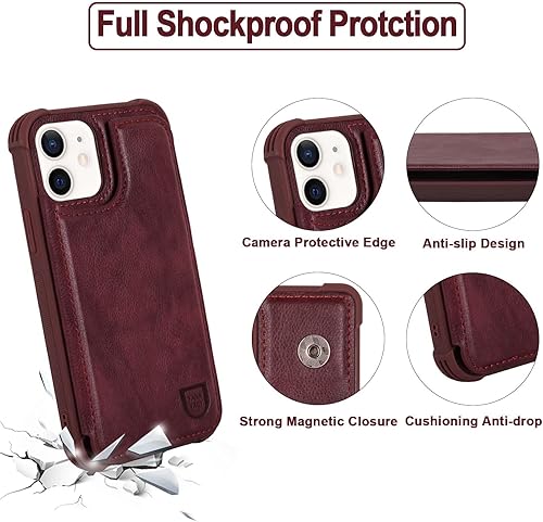 Miniatura 9 de VANAVAGY Funda tipo cartera para iPhone 11 para mujeres y hombres, con bloqueo RFID, de piel sintética, con tapa para teléfono, se adapta a soporte