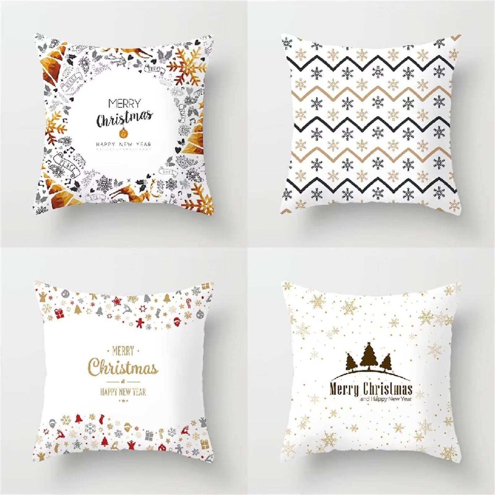Federe Cuscini Divano 55x55cm Set di 4 Bianco Copricuscini, Bifacciale morbido Cuscini Divano con Cerniera Invisibile Moderno Fodere per Cuscini, per Letto Sedia Soggiorno Camera Decorativo JN-8390