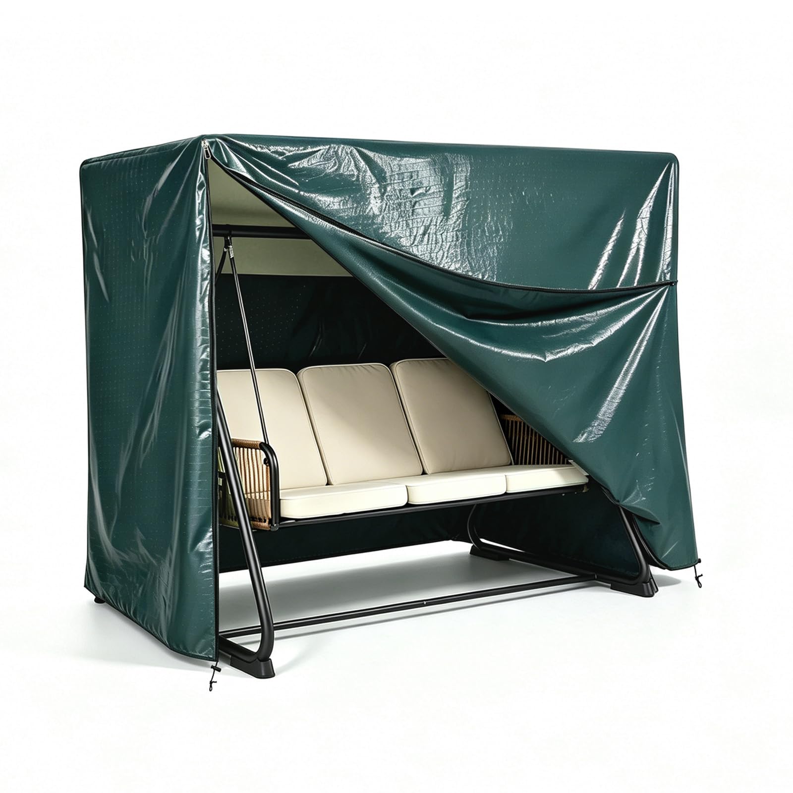 Housse pour balancelle, 3 places, 220 x 125 x 170 cm, grande, avec fermetures éclair, étanche, anti-poussière, vert,