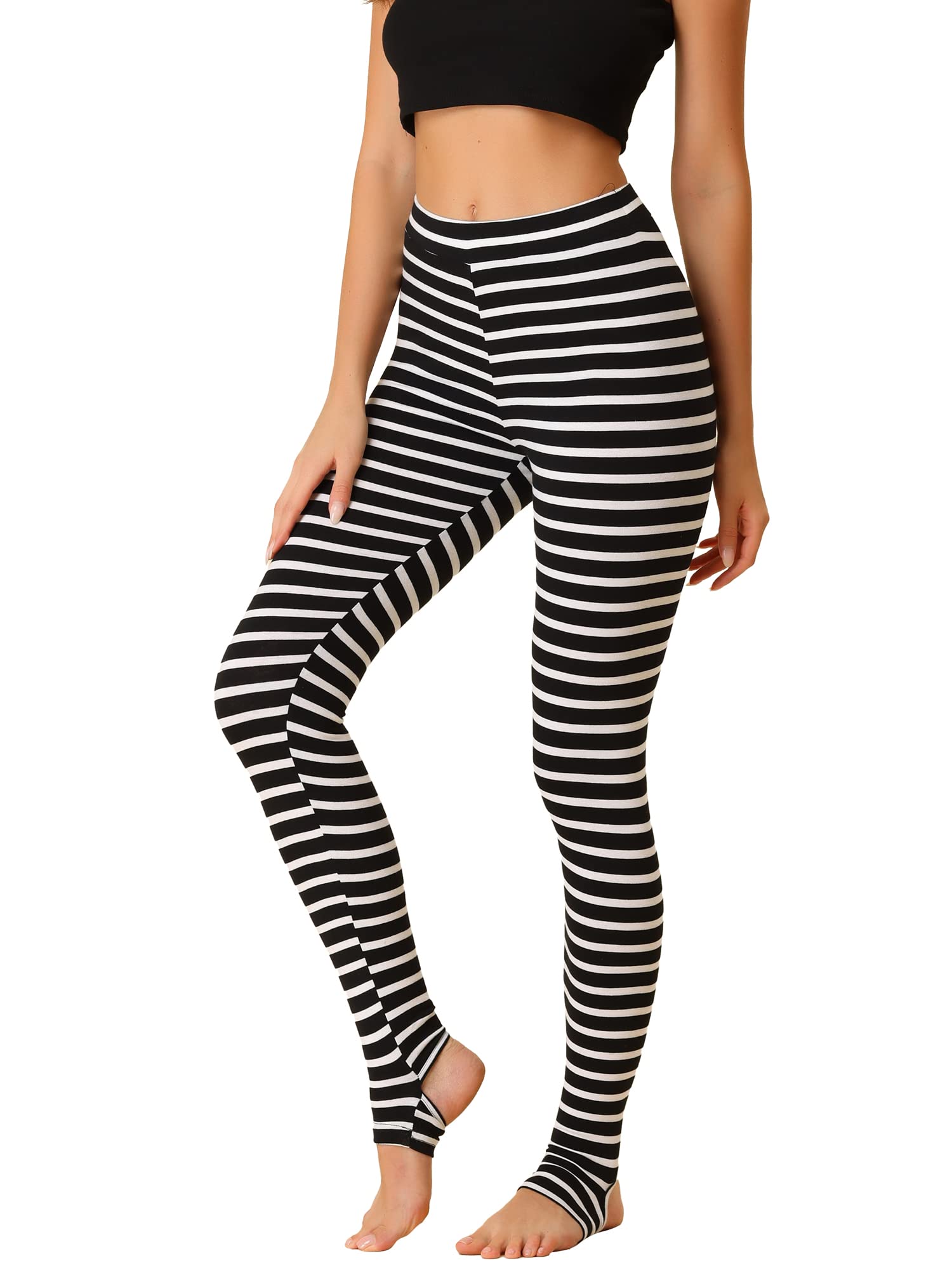 Leggings de estribo con cintura elástica alta y estampado de rayas XS