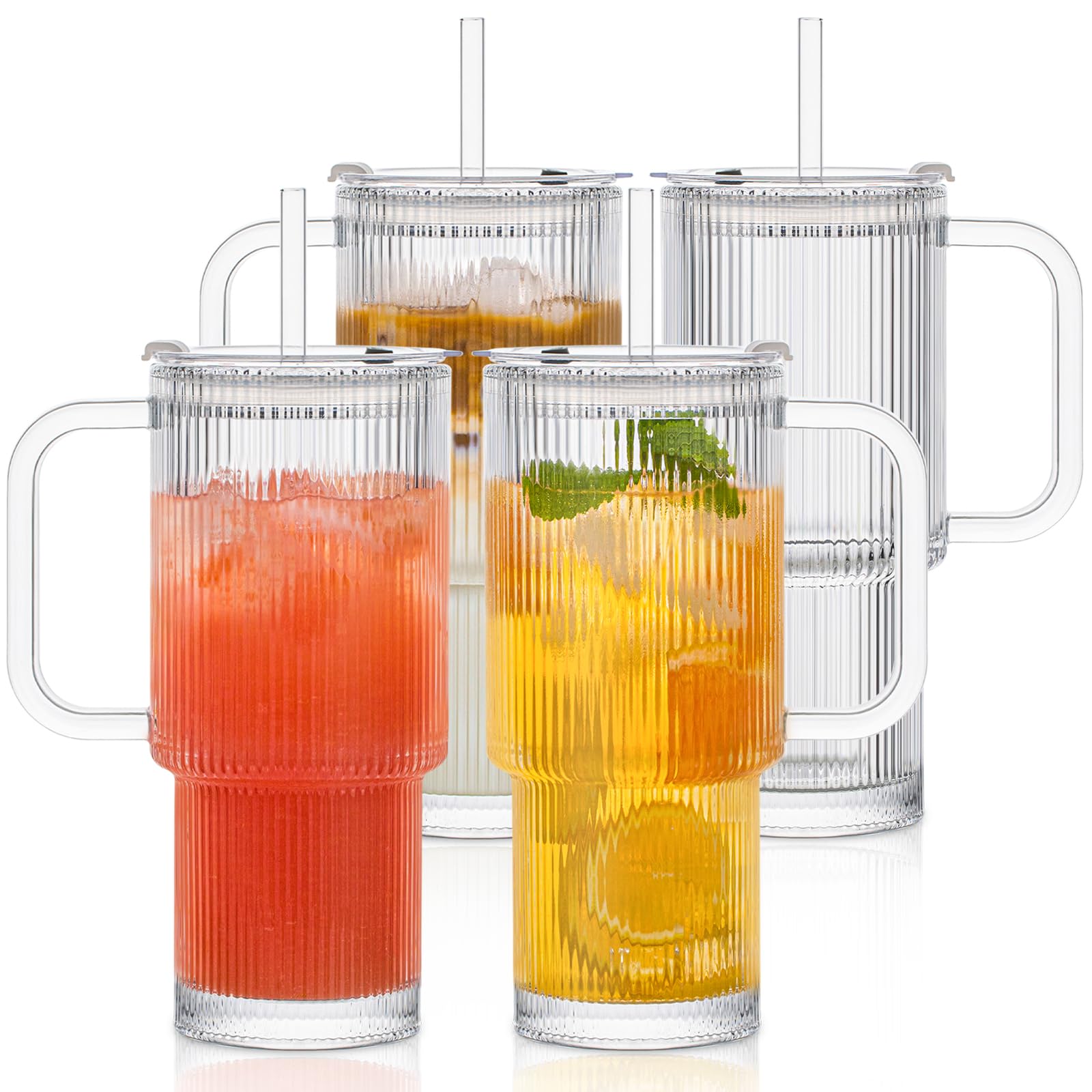 Copo De Vidro ALINK 740ml - Com Tampa E Canudo