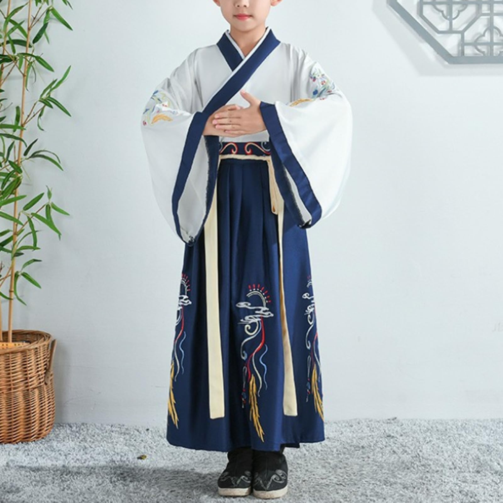 Kimono Japonais Enfants, Deguisement Fille Garçon, Robe Yukata Geisha Peignoir pour Spa, Enfants Déguisements Cosplay Ensemble De Costumes #0318Y