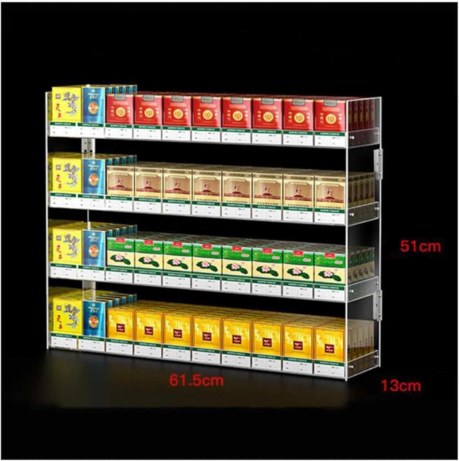 Acrylic Cigarette Display Rack, Countertop Matchbook Organizer, Retail Showcase Cabinet for Supermarkets, 61.5x13x51cm Cigarette Storage Solution, Durable Display Box