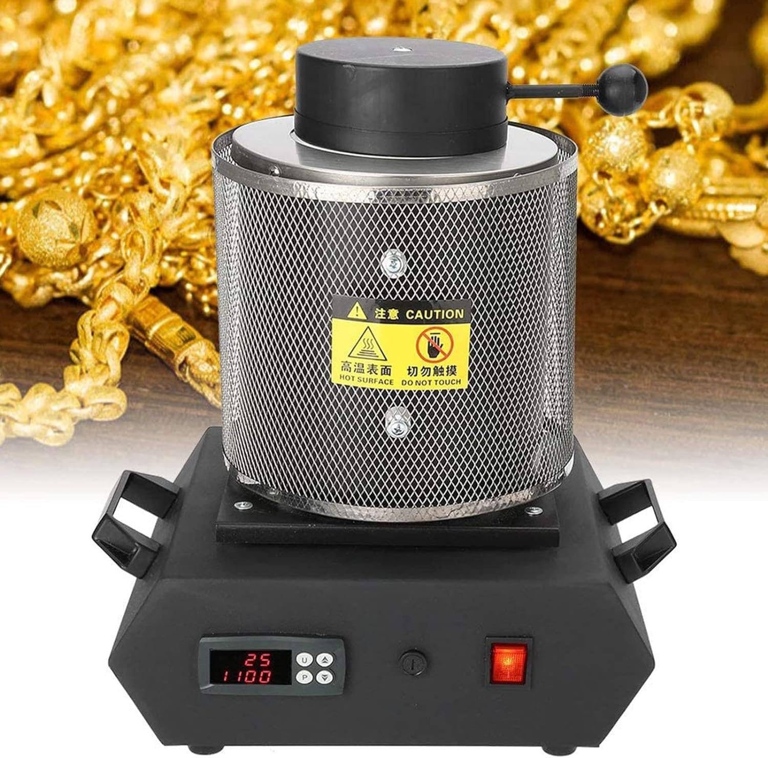 Automatyczny Elektryczny Piec Do Topienia, Piec Do Topienia Złota 1150 ℃ /2102 ℉ Cyfrowy Piec Do Topienia, Piec Do Rafinacji Odlewów Metali Złoto Srebro Cyna Aluminium,1KG