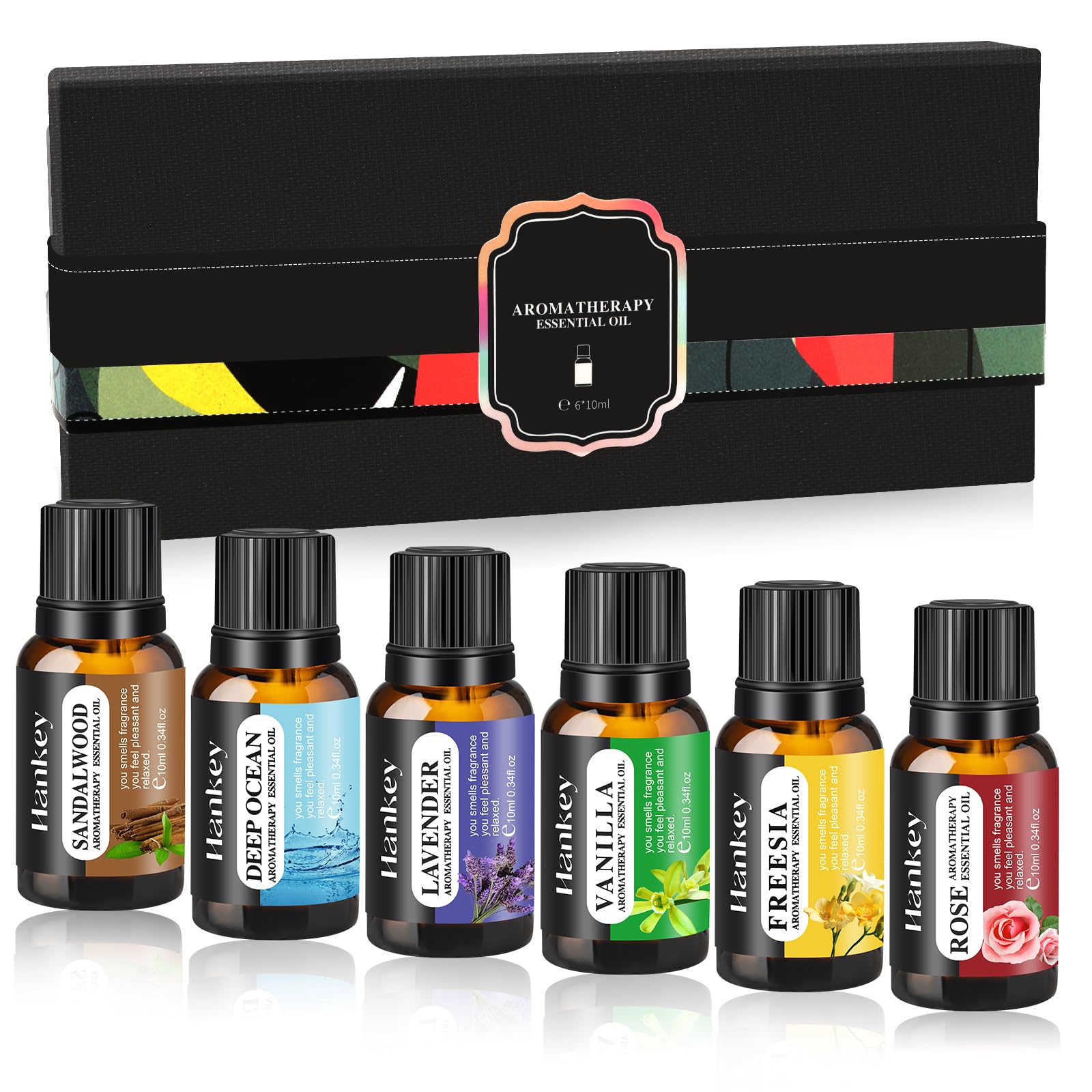 Aceites Esenciales para Humidificador Difusor 6 x 10ML,Set Aceites Esenciales para Difusor Aromaterapia Pura Natural,Rosa, Lavanda, Fresia, Aguas Profundas, Vainilla, Sándalo