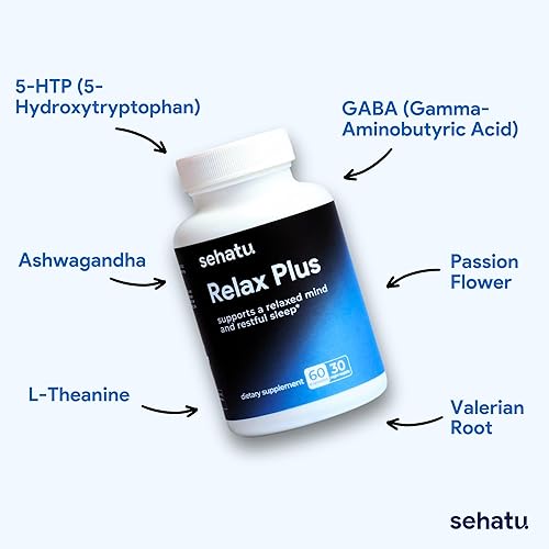 Miniatura 3 de Relax Plus Suplemento para aliviar el estrés  con GABA, Ashwagandha, raíz de valeriana, L-teanina  Apoya una mente relajada y un sueño reparador  60