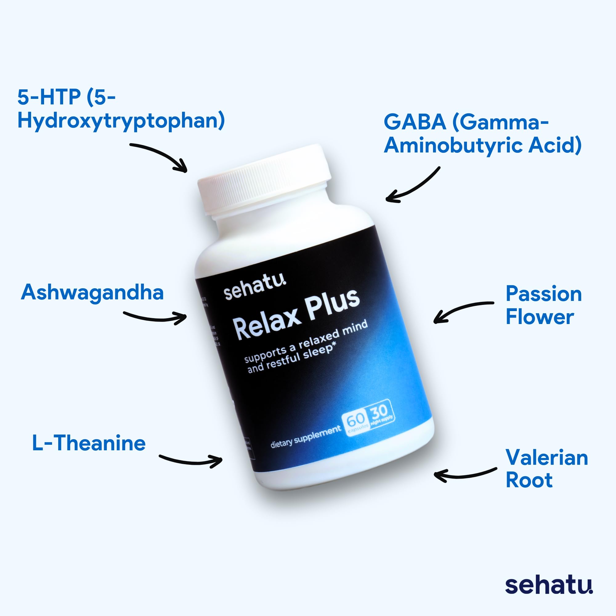 Relax Plus Stress Relief Supplement | with GABA, L-Theanine, Ashwagandha, Valerian Root | Supports A Relaxed Mood and Restful Sleep | 60 Count | 30 Day Supply — Amazon image 6