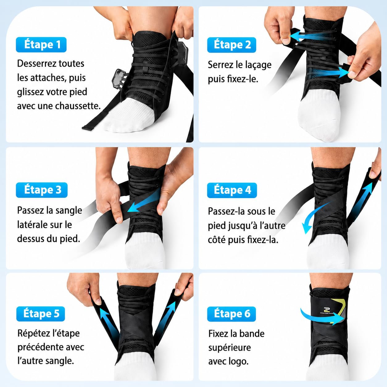 ZOELION Chevillère Entorse, Attelle Cheville Réglable avec Strap 360° et Laçage Rapide, Coussinets Latéraux, Coupe Fine Respirante pour Foulure, Sport, Achille, Fasciite Plantaire, Homme Femme, L