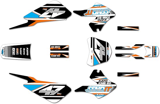 Graphics Kit for Kayo KMB60 2022-2024 Fresh Series Cyan 21 Mil - Pro Edition - Dirt Pit Bike Motorcycle Stickers, Dirtbike Racing Automotive Decal Motocross Accessories no-Plastics
