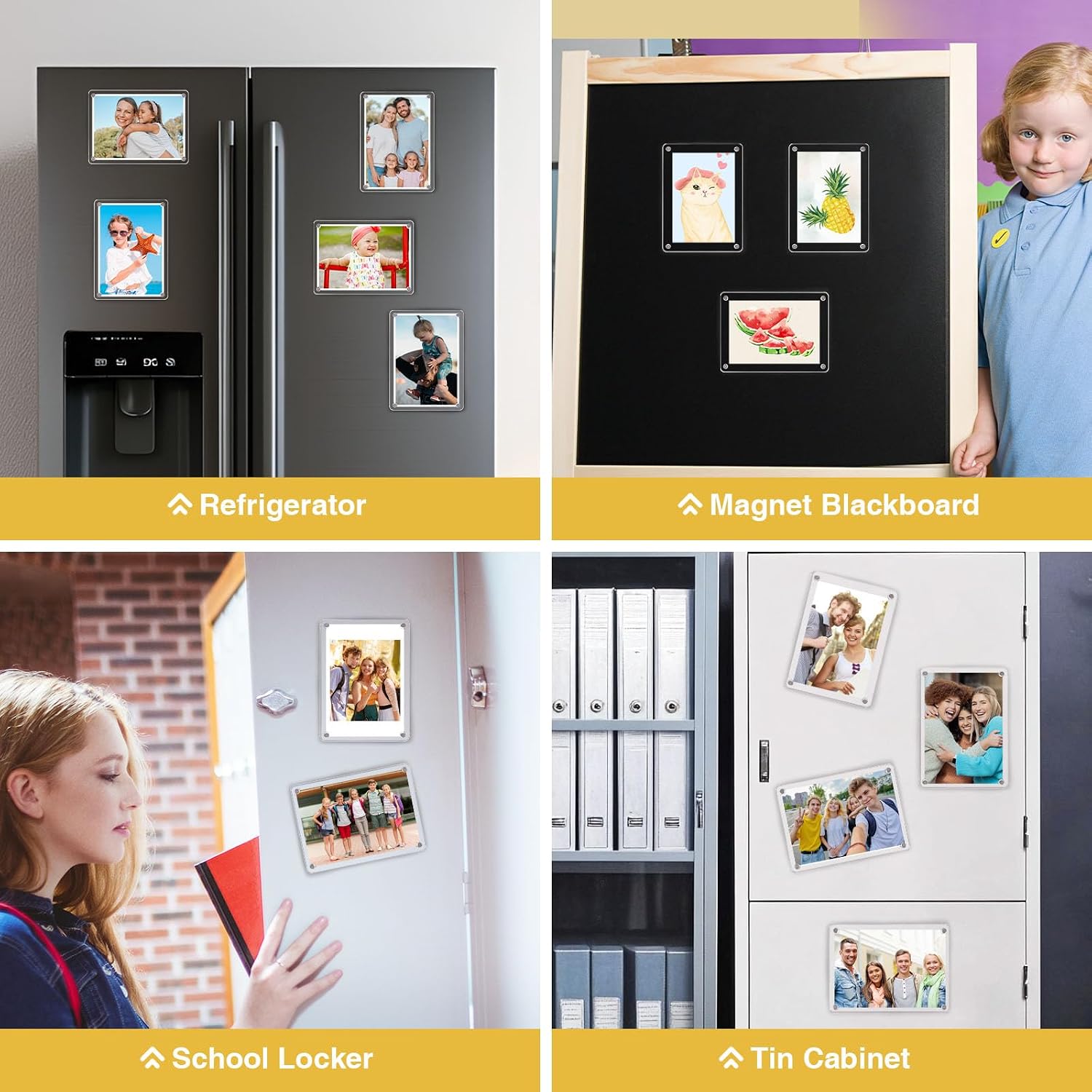 Golden State Art 5 Pack 4x6 Inch Clear Picture Frame with Magnets