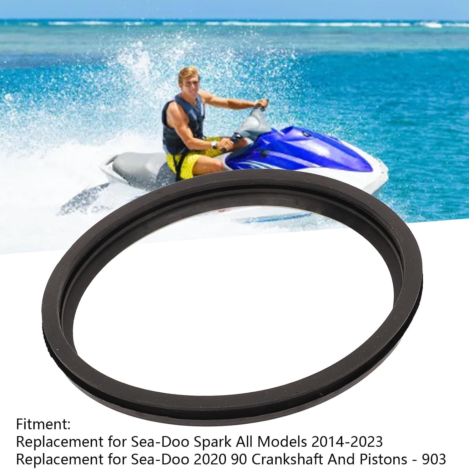 Jet Pump Seal Replace 267000617 for Sea-Doo Spark GTI GTS SP SPX XP 2014-2023, 140mm Carbon Neoprene Jet Pump Seal