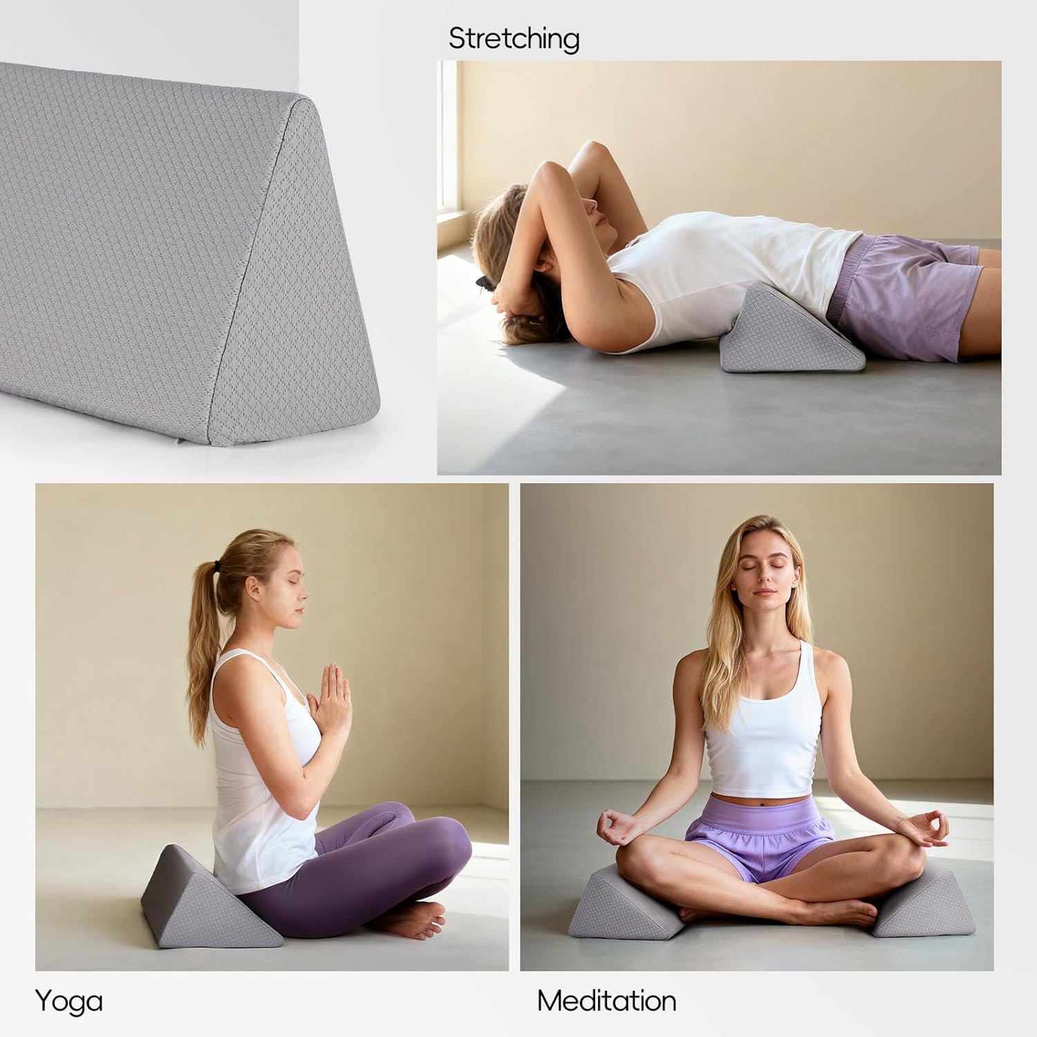 Small Wedge Pillow for Sleeping, Yoga, Meditation, Stretching, Small Wedge Pillow for Chair and Bed - Provide Support and Relieve Fatigue, Wedge Pillows for Bed Sores, Leg Elevation (Grey)