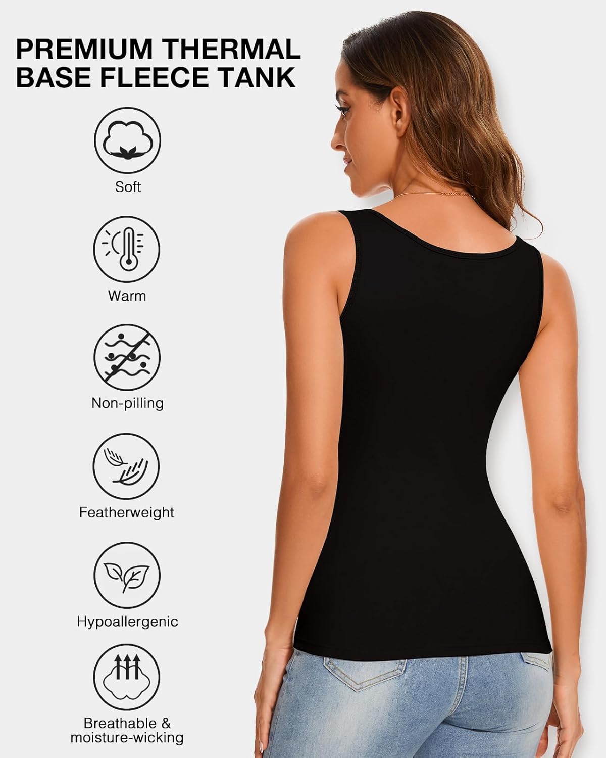 Thermal Underwear Tank Top Fleece Shirt Cami Sleeveless Thermal Top Warm Undershirt Base Layer Women Cold Weather - Image 2