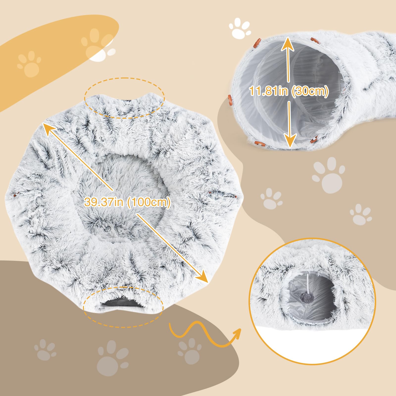 Avont Cuccia Gatto con Tunnel Per Gatti, Giochi per Gatti -Grigio