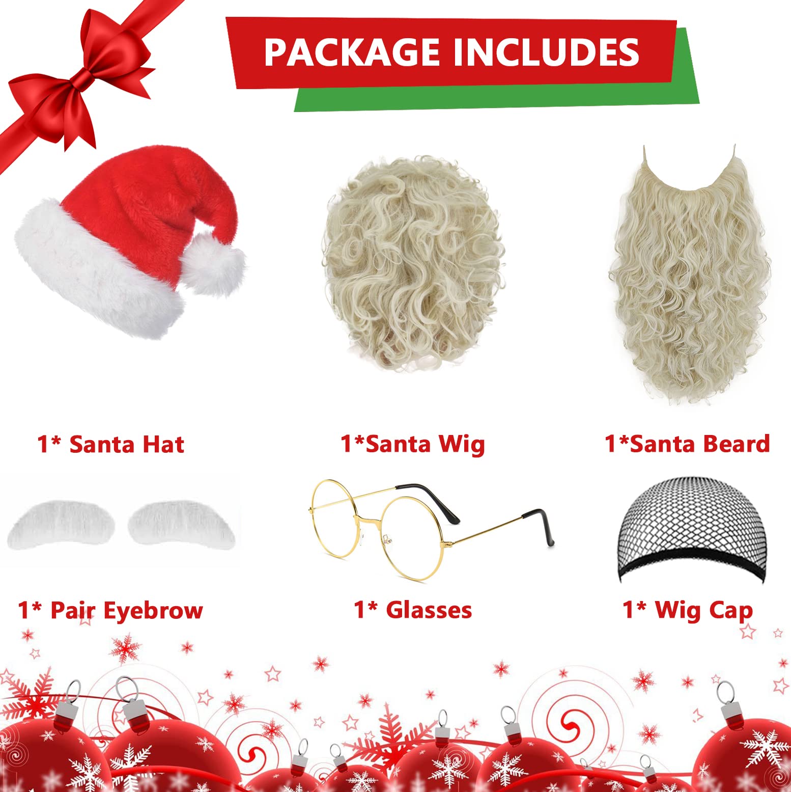 Traje Santa Claus Completo Disfraz Papá Noel 11 Piezas Adulto | Incluye Peluca, Barba Y Accesorios | Navidad Y Fiestas Trajes De Papa Noel