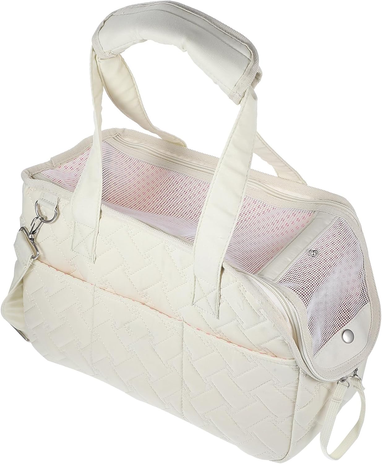 Portable Small Puppy Travel Bag Soft Canvas Pet Carrier with Pocket, Lightweight Cat Carrier Pouch for Outdoor Use, Cream Color, Suitable for Small Dogs and Cats