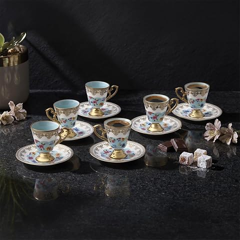 Aryıldız Constella 6 Kişilik 12 Parça Kahve Fincan Takımı Mavi 90 ml