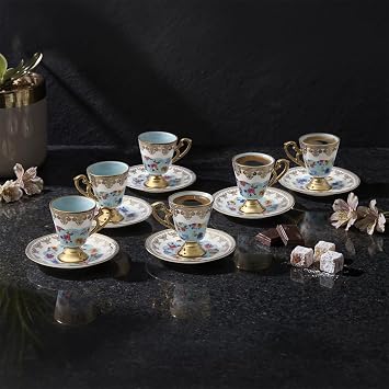 Aryıldız Constella 6 Kişilik 12 Parça Kahve Fincan Takımı Mavi 90 ml