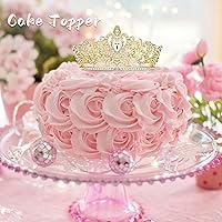 Vista 2 de CIEHER Mini corona de oro princesa tiara cumpleaños boda pastel decoración
