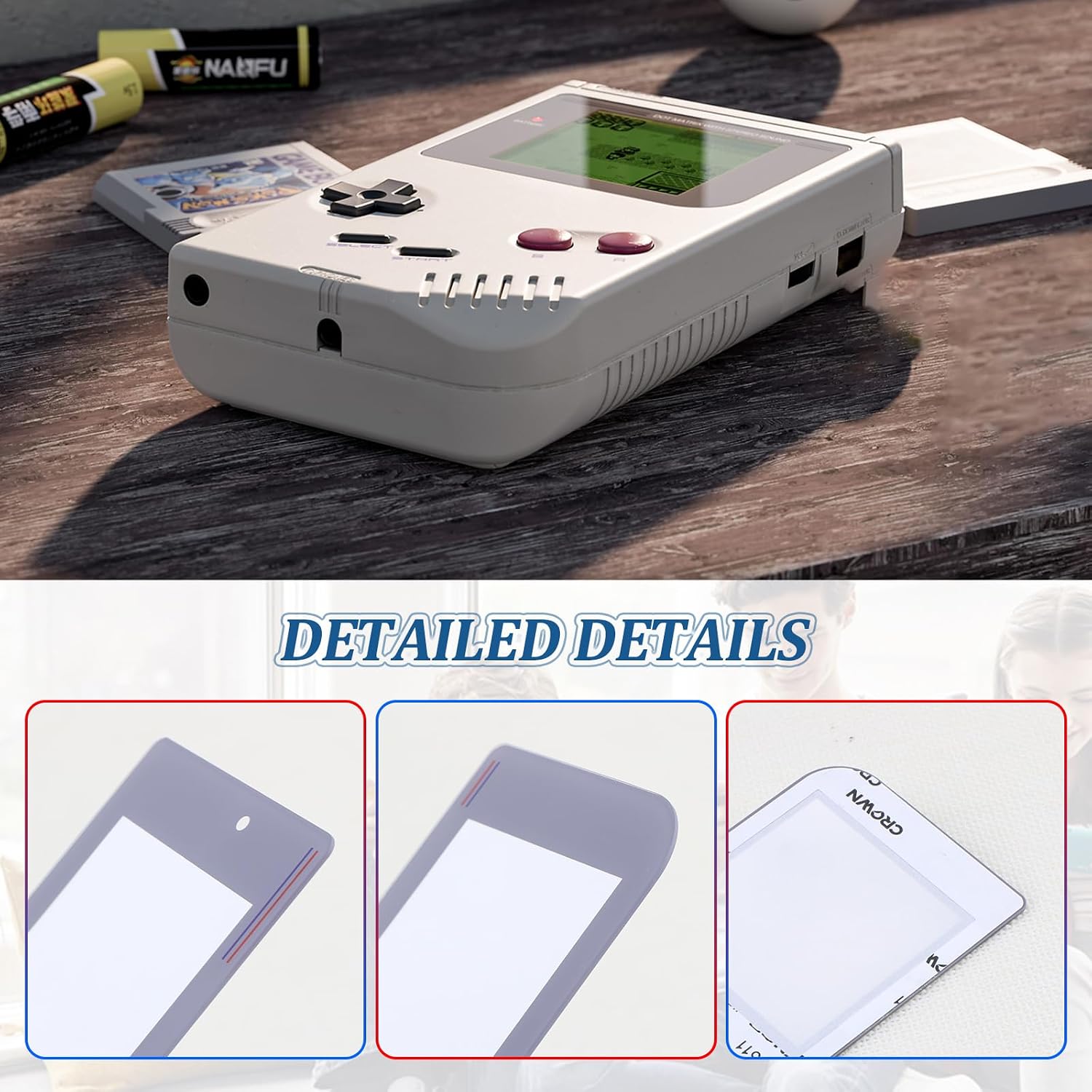 1PCS Front Glass for Gameboy GB System Protective Screen Lens Case Cover for Game boy GB Glass Panel Screen Lens Front Display Replacement with Tools(Grey) image 3