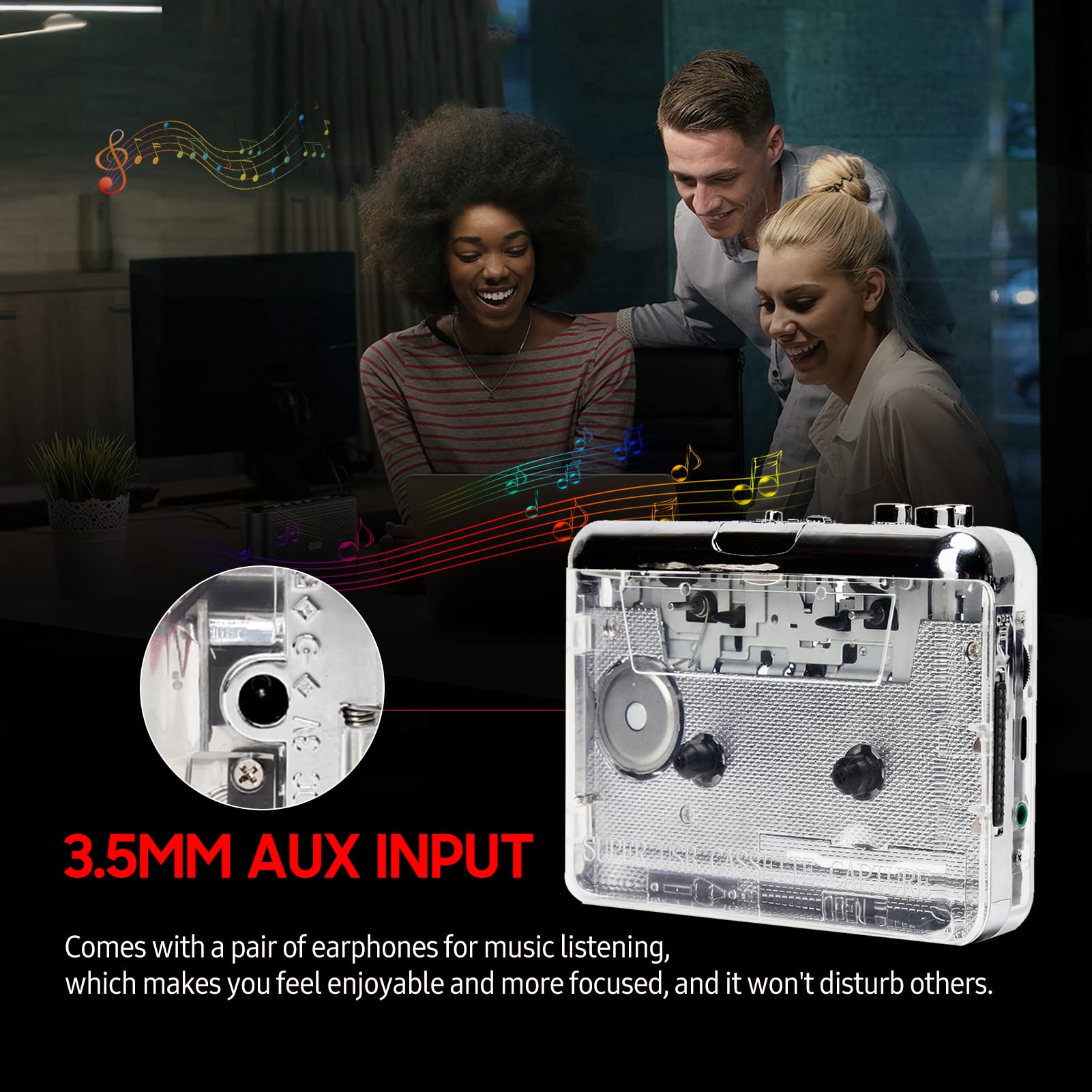 Convertisseur de Cassette en MP3, Lecteur Portable, Mini USB, Capture , Adaptateur de Musique pour PC, Ordinateur Portable, Maison