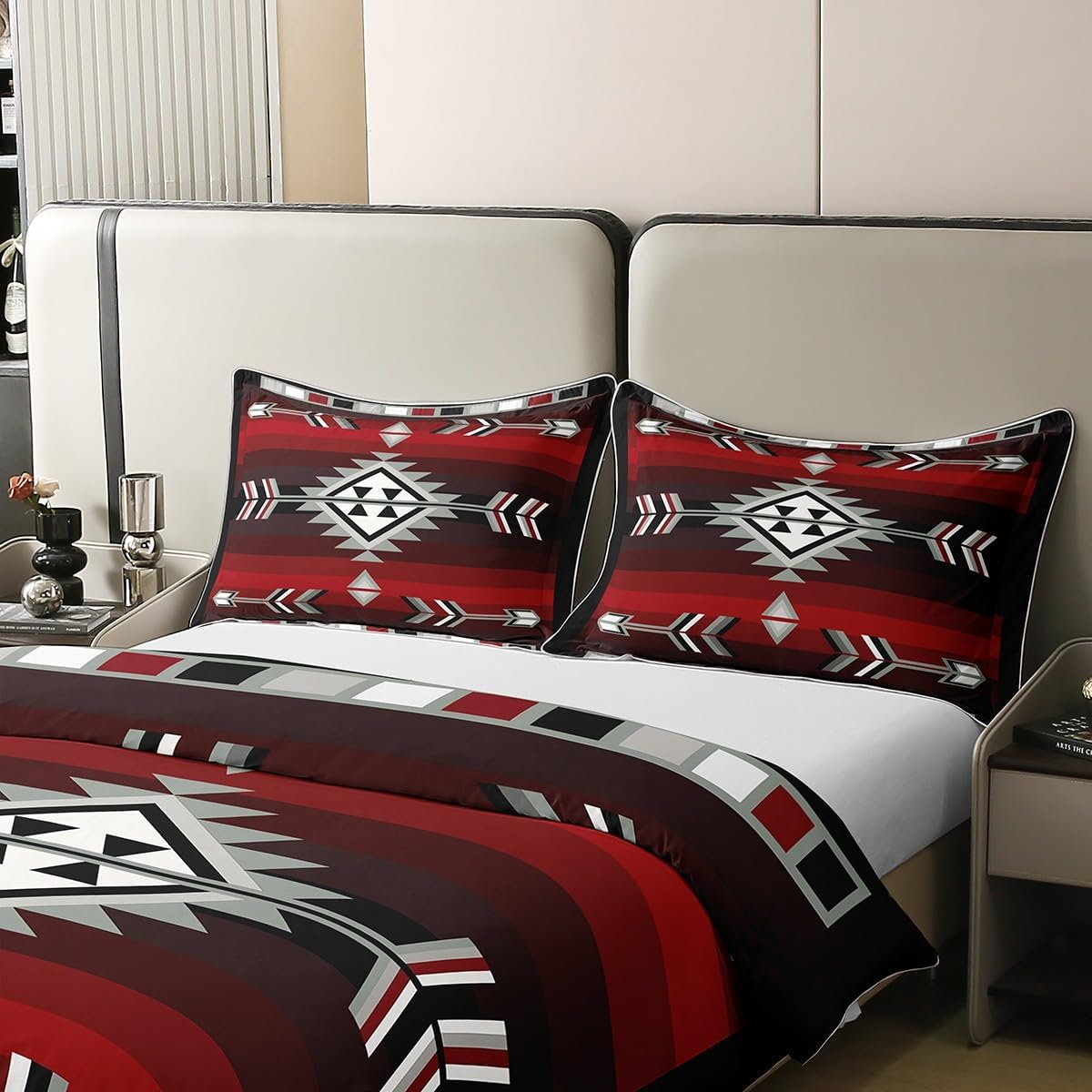 Erosebridal Rustic Western Comforter Cover Queen Size 100% Cotton Southwestern Aztec Duvet Cover for Men Boys,Farmhouse Bohemian Geometric Bedding Set Exotic Ethnic American Native Bed Set