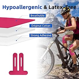 IEADEN Precut Kinesiology Tape for Knees, 10 Pcs - Knee Support & Stability, Knee Pain Relief Athletic Tape - Waterproof & Elastic, Breathable Hypoallergenic Latex-Free Tape, Pink