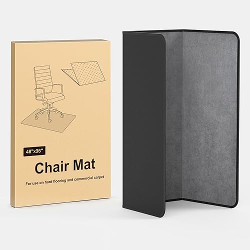 Miniatura 3 de Placoot Tapete de pana resistente para silla de oficina para alfombras y suelos de madera dura, tapete de piso de tres pliegues, tapete para silla
