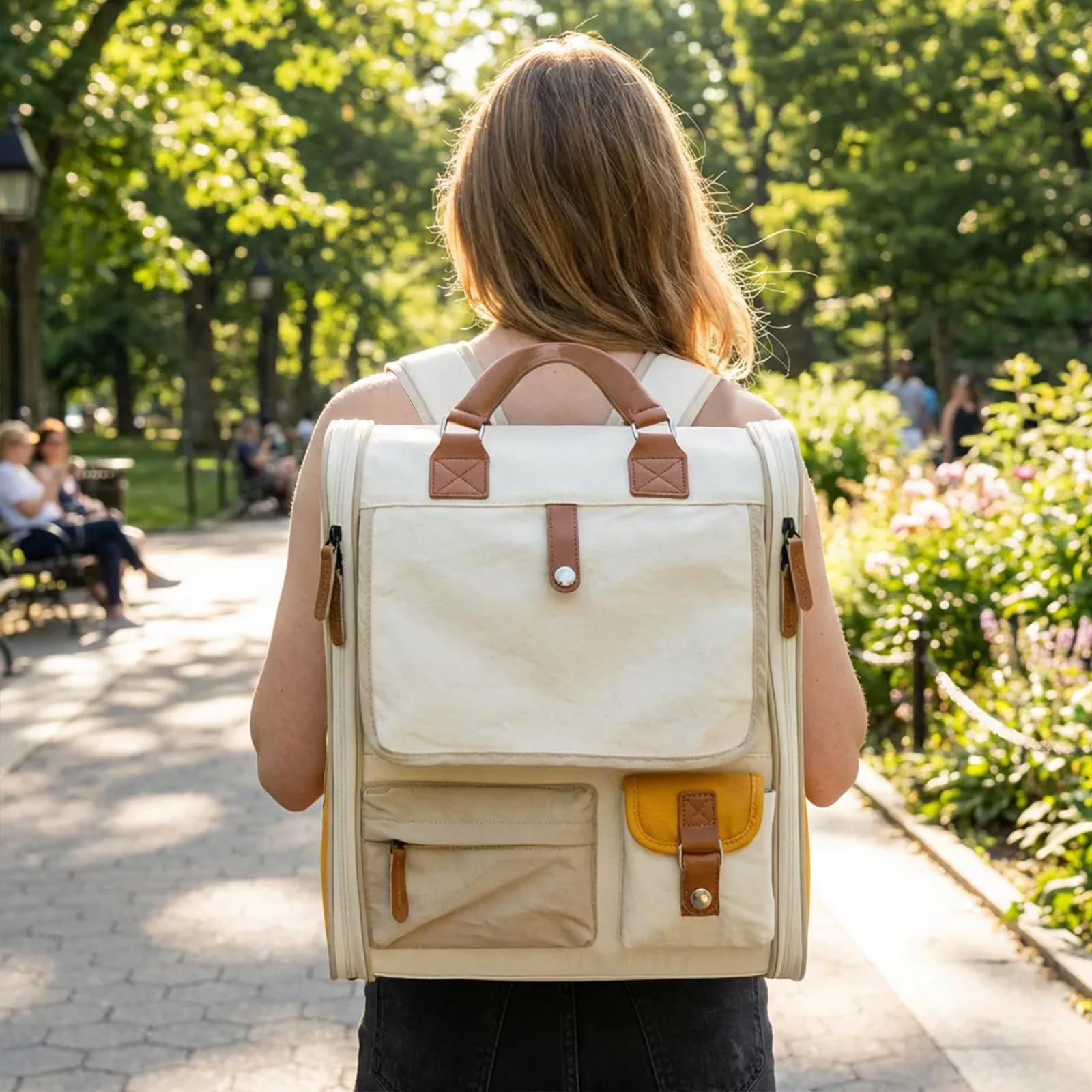 Galatée Hunde-Rucksack, Reisetasche Für Haustiere Mit Belüftungsöffnungen Aus Netzgewebe, Leichter, Belüfteter Haustier-Rucksack, Katzen-Rucksack Für Reisen, Wandern Und Camping(Orange)