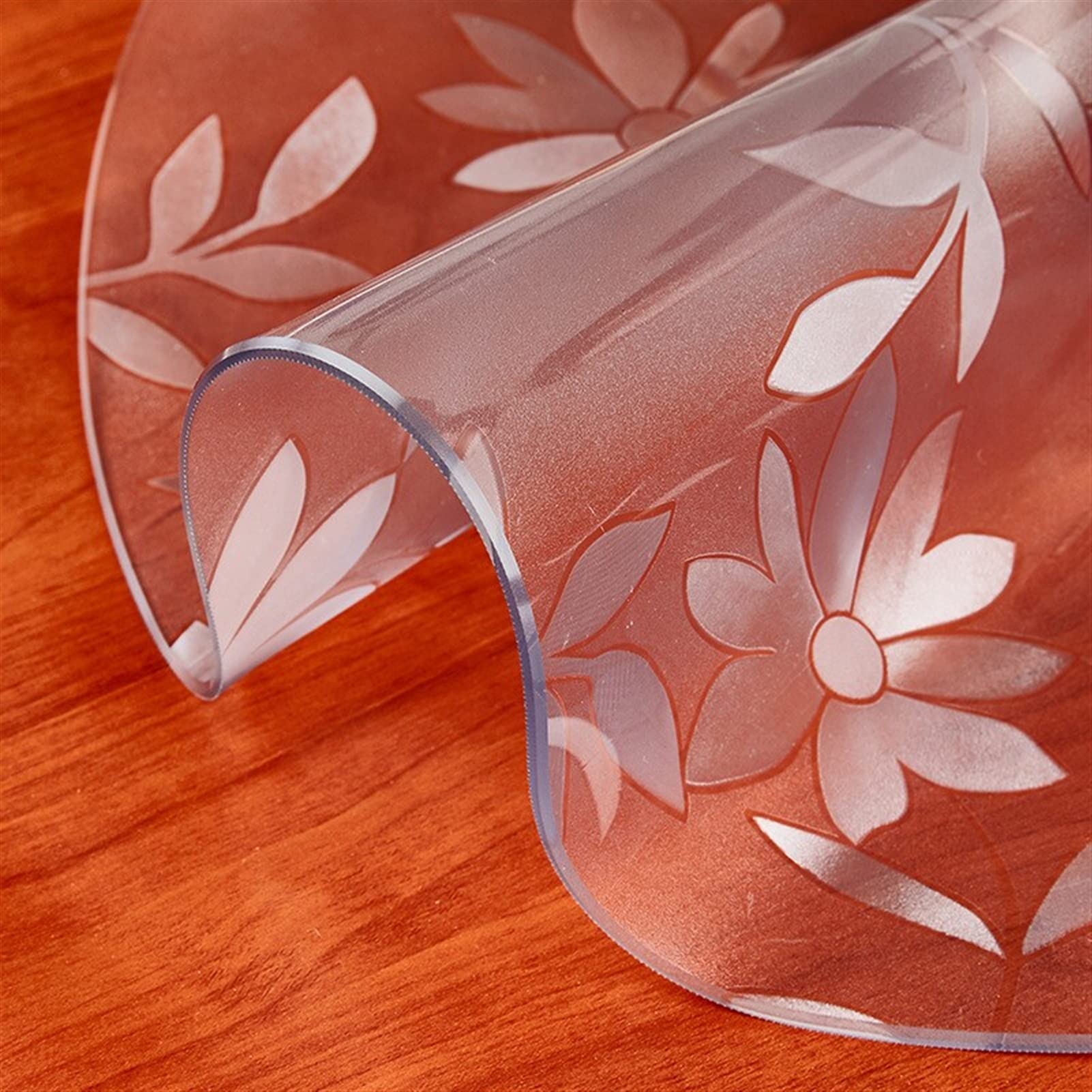 QBYRSSS Transparent Plastic Tablecloth PVC Tablecloth Cover Vinyl Table Cloths Easy Clean Waterproof Wipeable Furniture Topper Pad for Dining Living Room Coffee Tables(Cosmos flower,80X130cm 1.0mm)