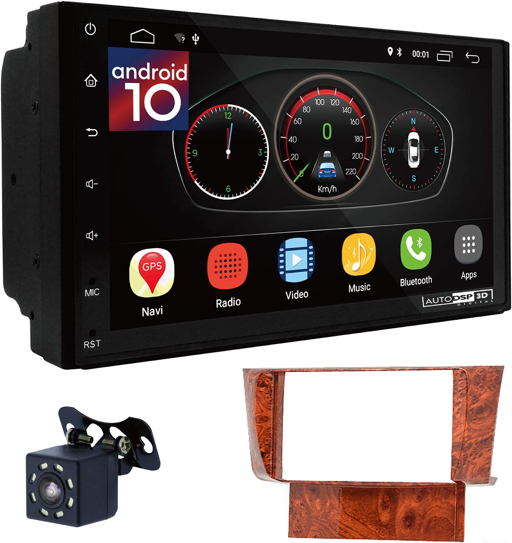 UGAR EX10 7" Android 10.0 DSP Car Stereo Radio Plus 11-353 Fascia Kit Compatible for Toyota Celsior (UFC30) 2001-2006