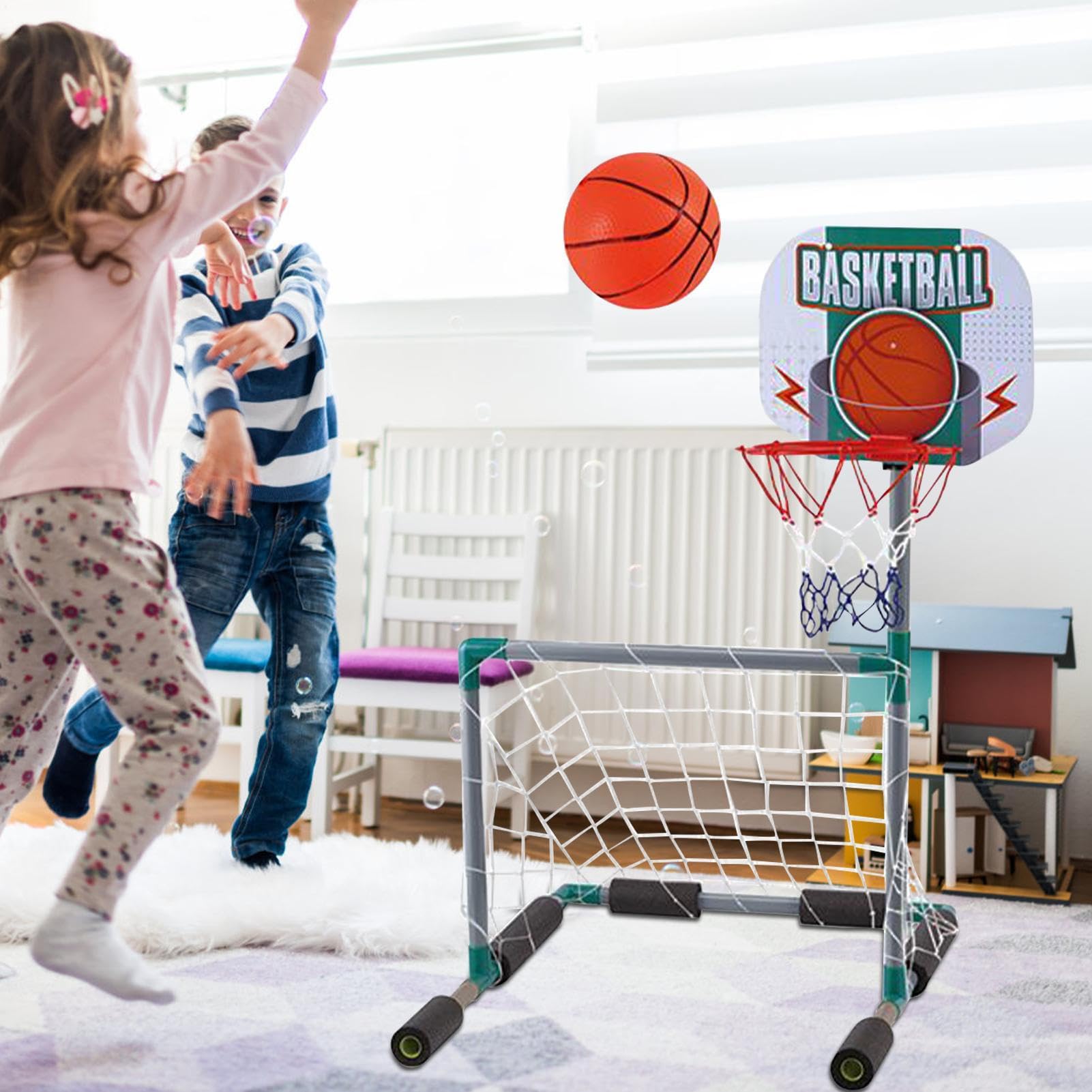 Aro de Baloncesto Flotante - Combo de portería ďe fútbol acuático | Juguetes Interactivos para Piscina EVA ABS | para niños, Adolescentes y Adultos, en el césped del Lago đe la Piscina
