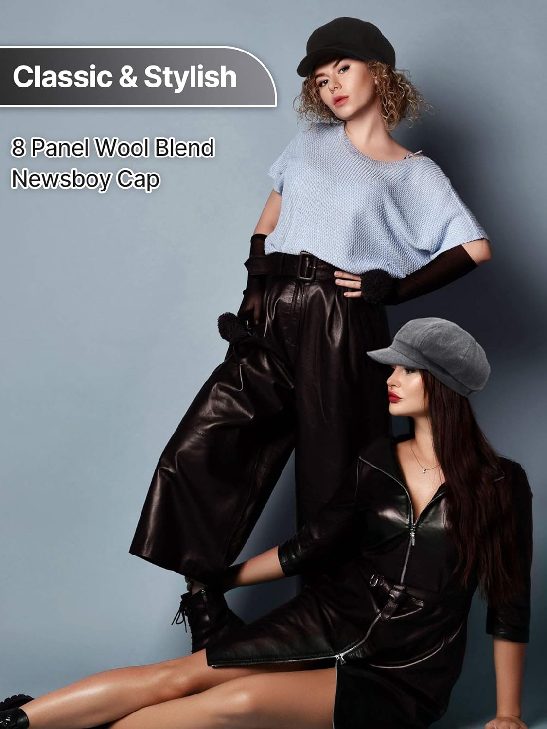 3 Pcs Women Newsboy Cap Adjustable Winter Warm Hats Visor Beret Soft Wool Fashion Vintage Hat Octagonal Cap - Image 2