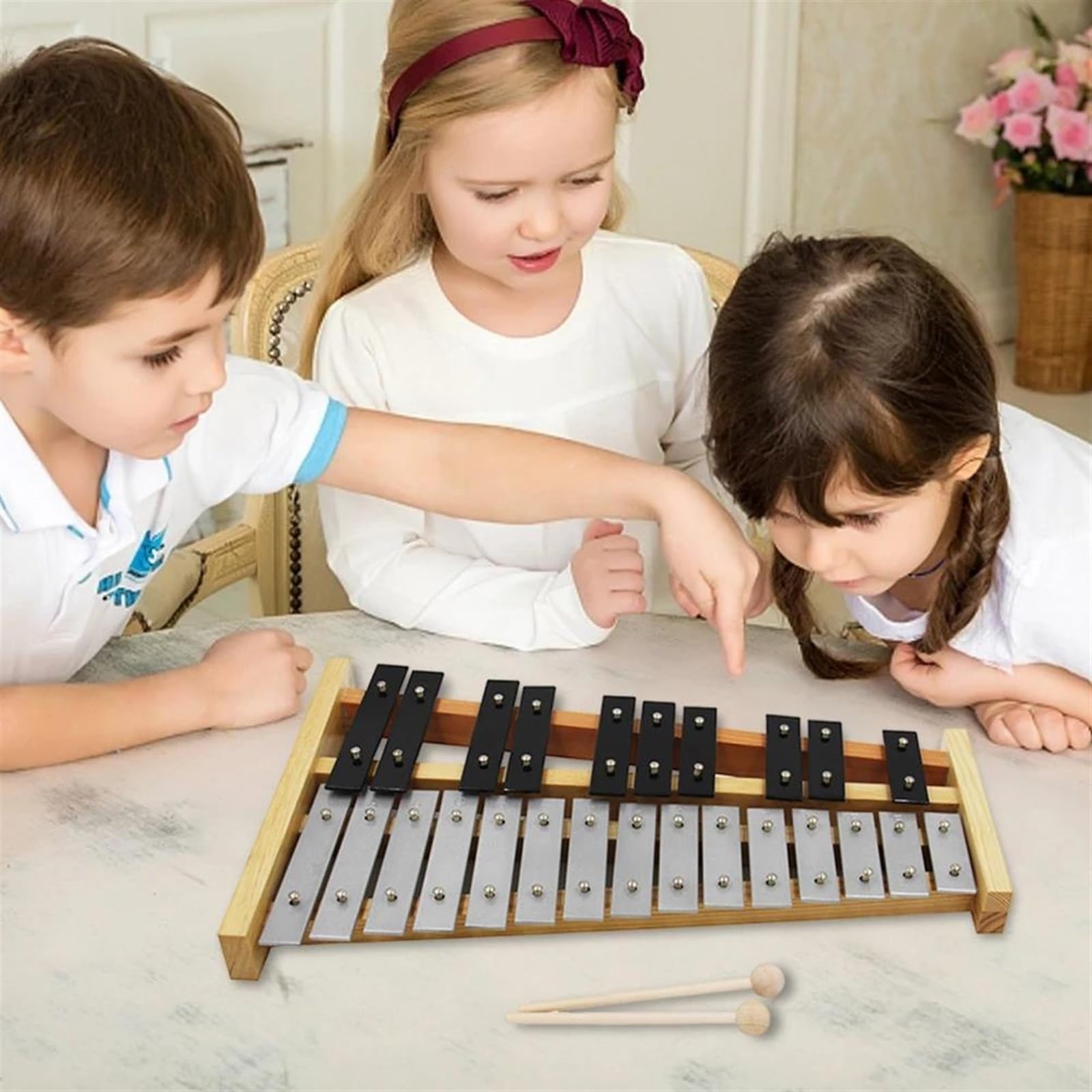 Instrumento de percusión Glockenspiel con caja armónica de metal de 25 notas para principiantes Kit De Glockenspiel Profesional