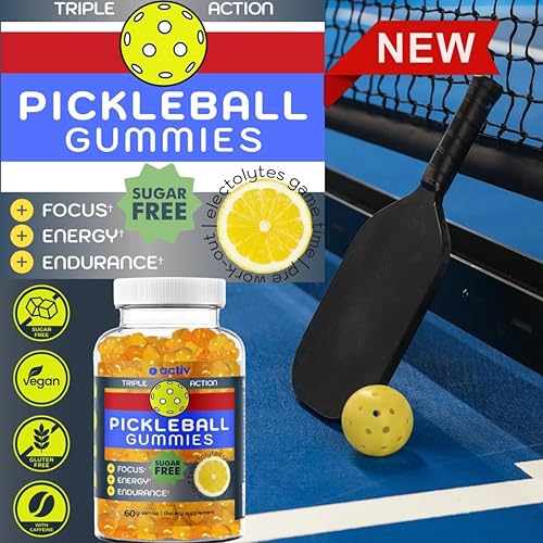 Miniatura 3 de Gomitas de pickleball  Energía de enfoque de resistencia de triple acción  Con 5 electrolitos y vitamina B  Veganas y cetogénicas sin OMG