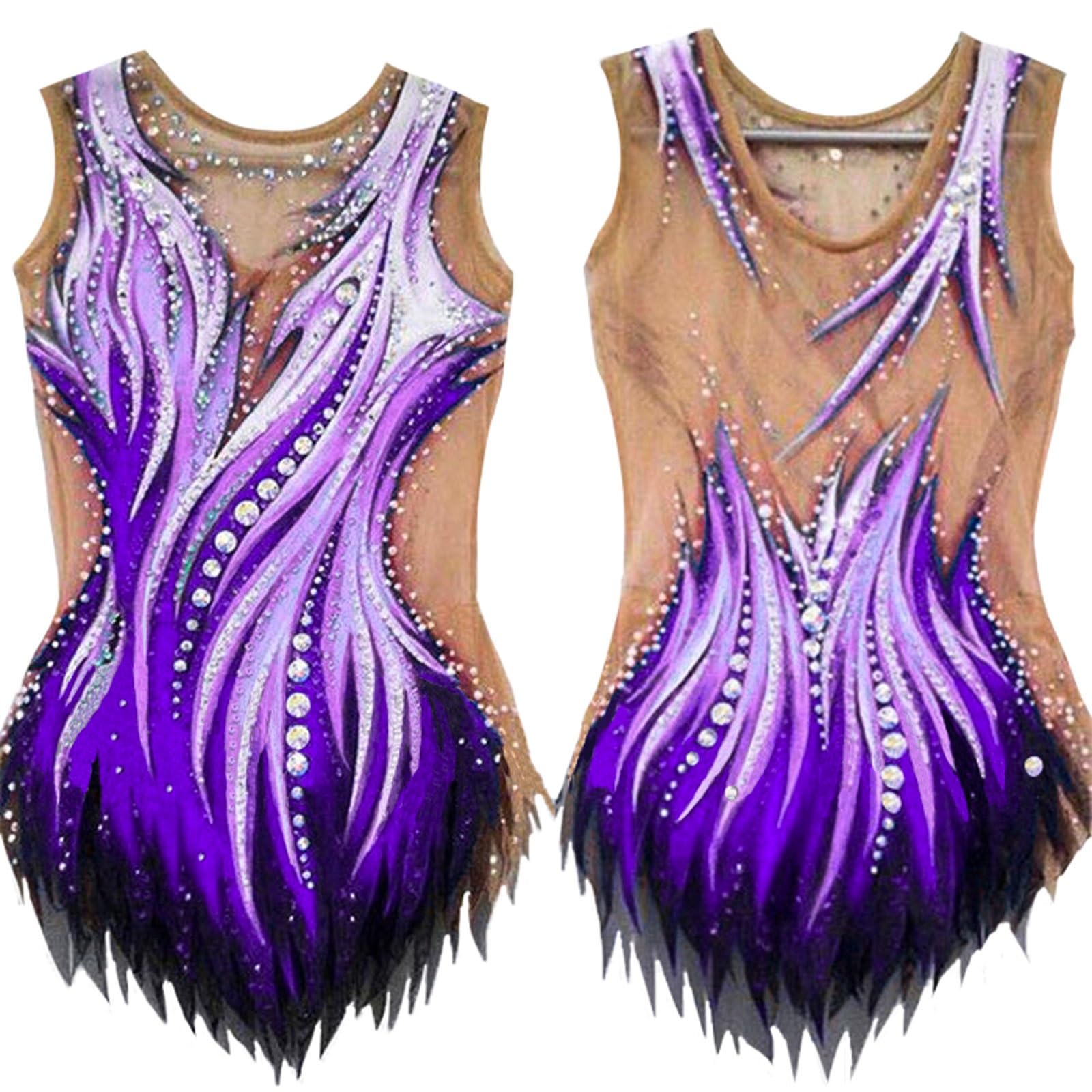 Justaucorps De Gymnastique Rythmique, Justaucorps De Sport D'équipe Sans Manches For Filles Et Femmes, Costumes De Spectacle Faits À La Main