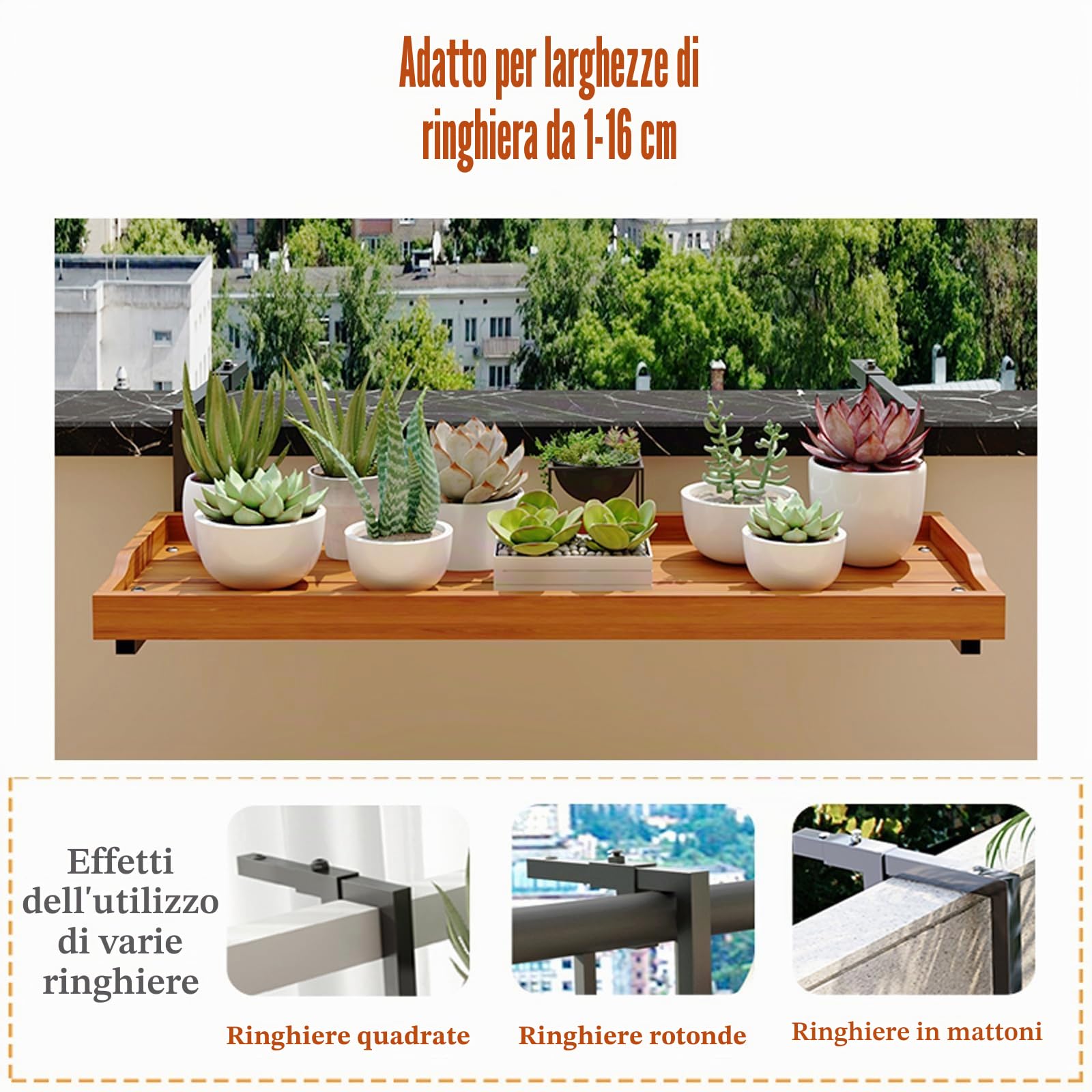 Tavolo da Balcone Sospeso,Tavolo da Appendere Ringhiera,Tavolino Sospeso da Balcone Salvaspazio,Tavolo da Appendere alla Ringhiera del Balcone,Stabile Costruzione,per Piccoli Spazi
