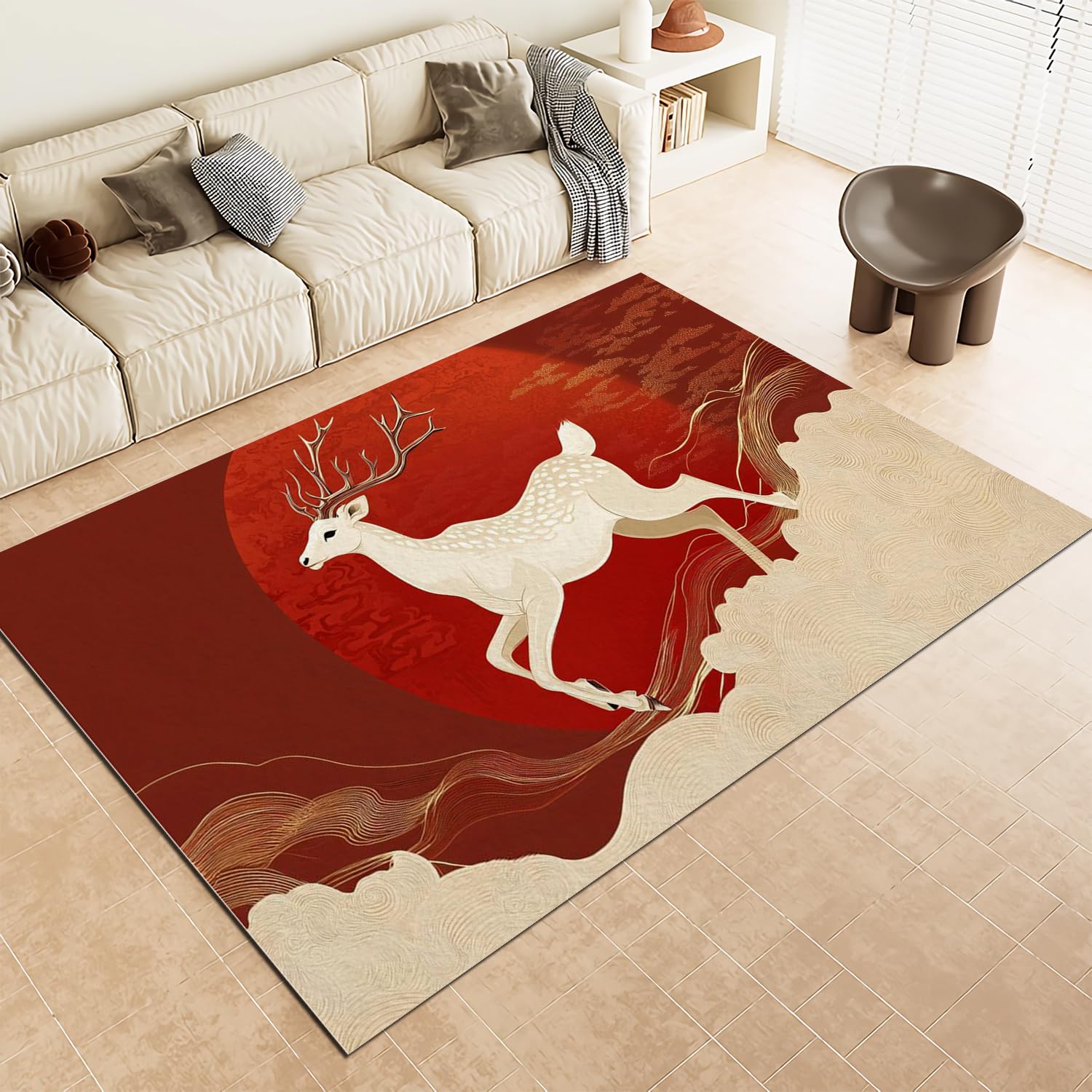 Tapis doux antidérapant style japonais lavable pour couloir et cuisine