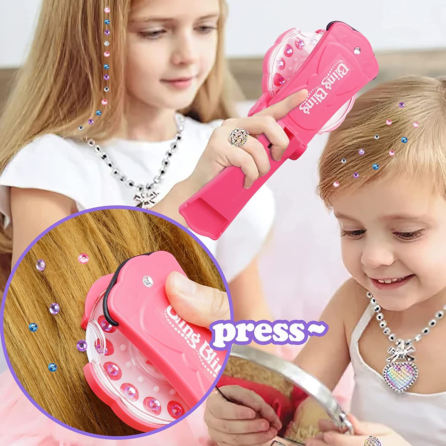 Cuackamily Hair Gem Stamper Kit - 180 Gems, Bedazzler Tool For Hair, Clothes, DIY Crafts