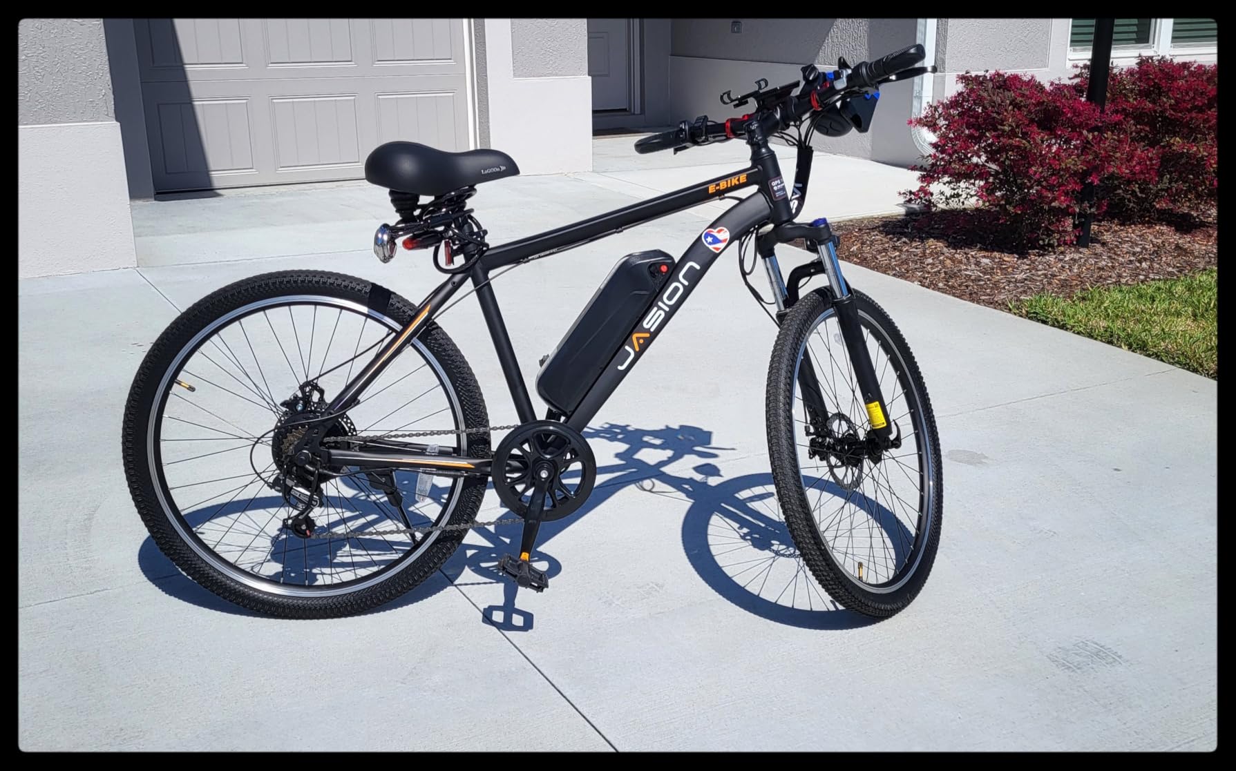 Jasion EB5 Electric Bike for Adults with Peak 500W Brushless Motor, 40Miles 20MPH Commuting Electric Mountain Bike with 360Wh Removable Battery, 7-Speed, 26" Tires and Front Fork Suspension photo review